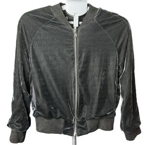 OLIVACEOUS Charcoal Grey Velour Jacket, Size Medium.